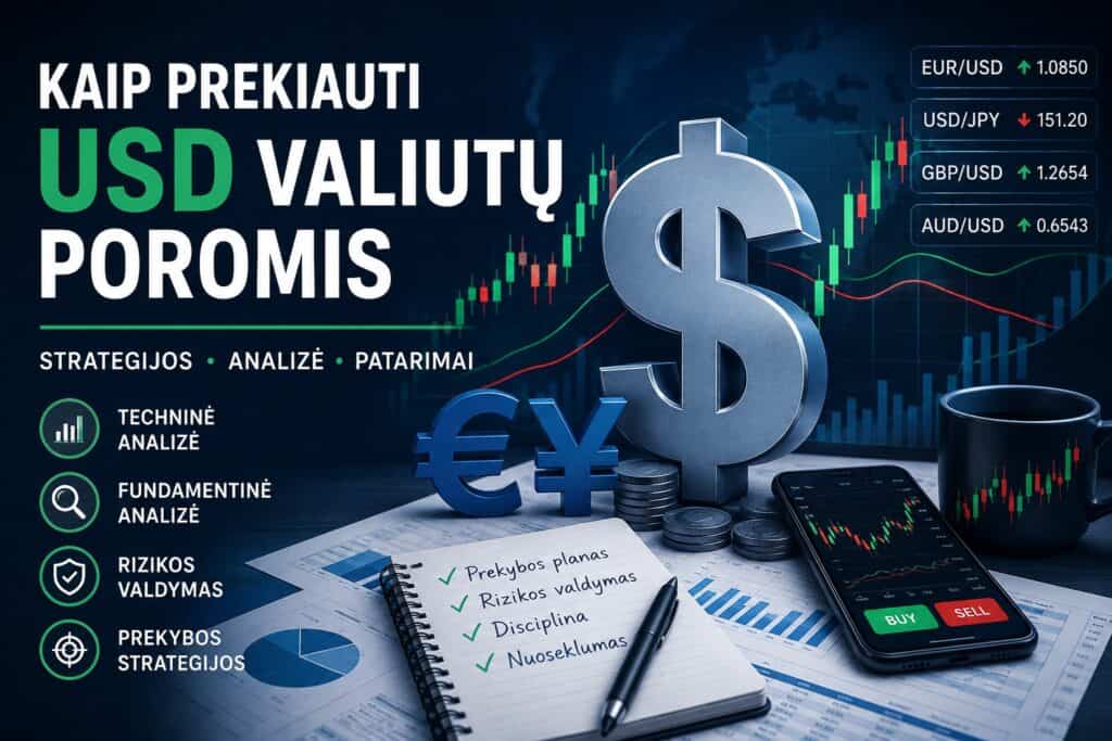Kaip prekiauti USD valiutų poromis