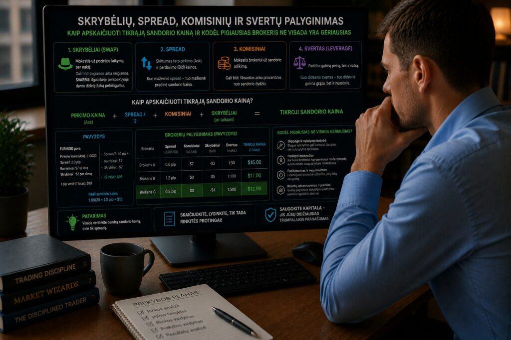 Brokerių palyginimas ir skaičiavimai
