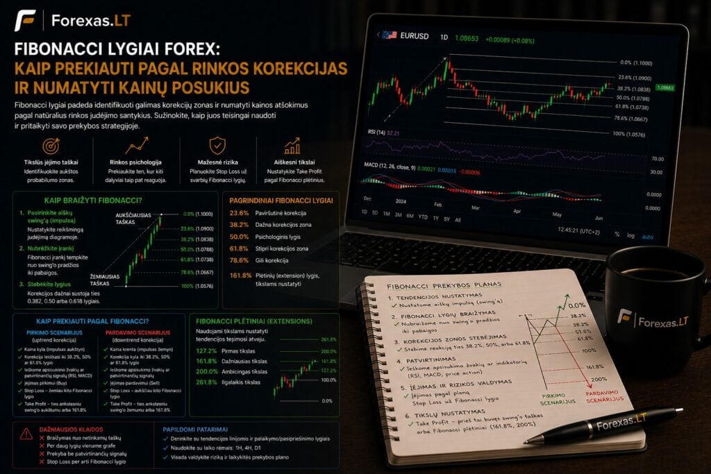Fibonacci lygiai Forex