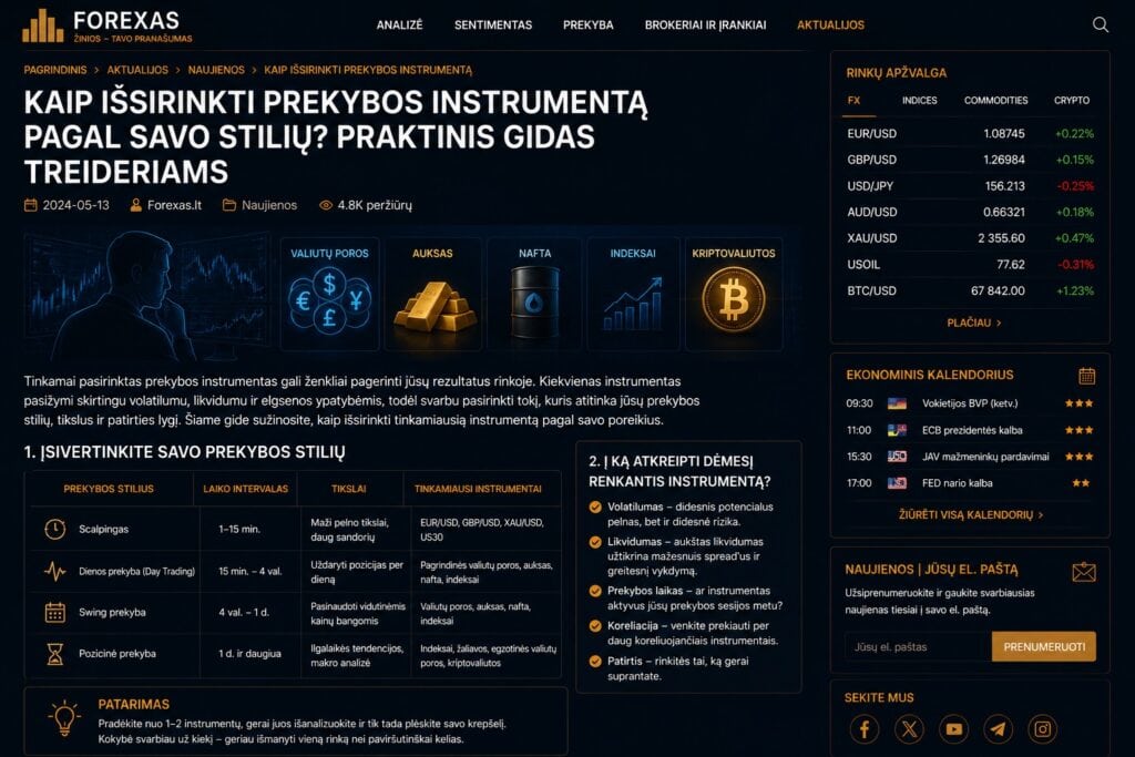 Kaip išsirinkti prekybos instrumentą pagal savo stilių